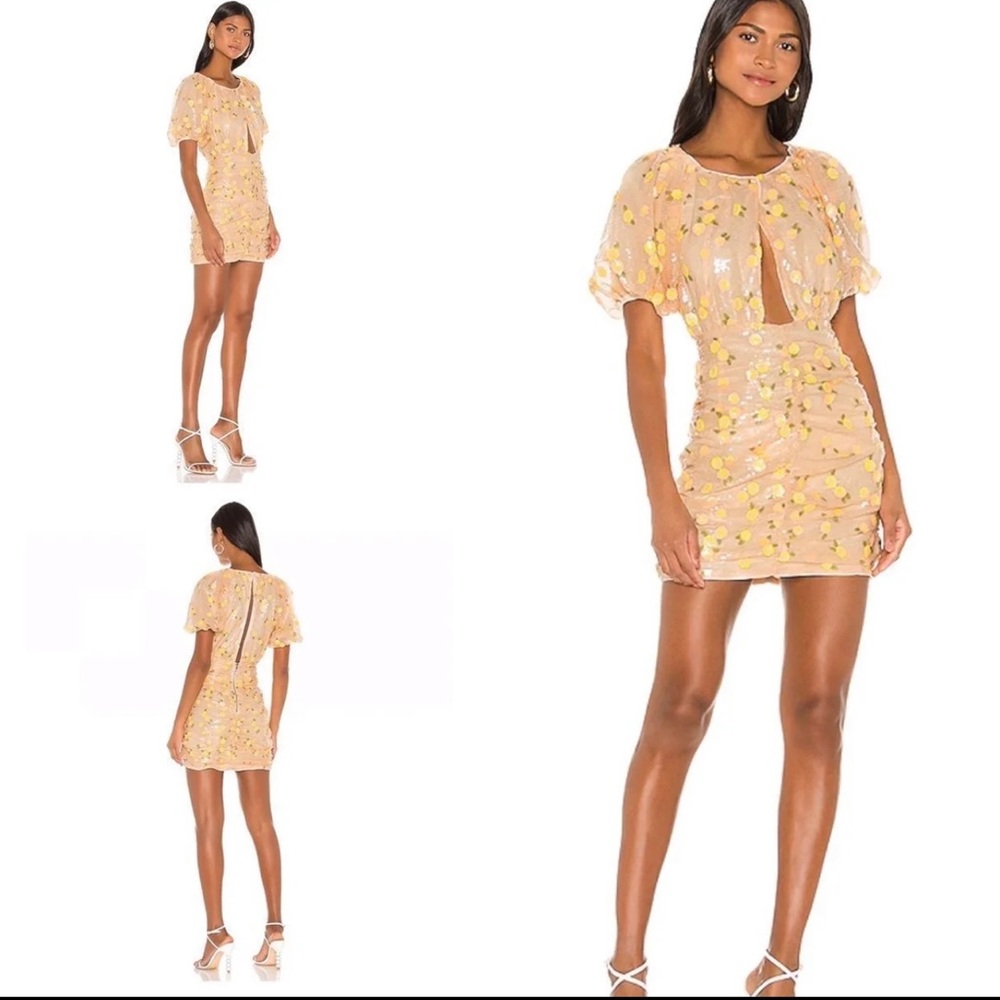 For Love & Lemons Ryder Sequin Mini Dress Tangerine Size Small